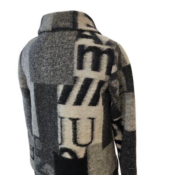 Womens Sz Medium Gray Wool‎ Blend Jacket Poland Lagenlook Patchwork Mixed Print - Picture 7 of 14